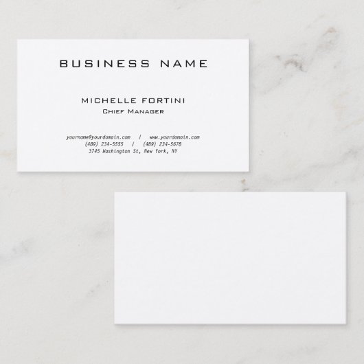 Premium - Zijderwitlaag - minimalistisch modern Visitekaartje (Voorkant / Achterkant)