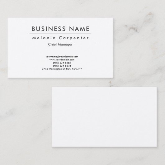 Premium - Zijderwitlaag - minimalistisch modern Visitekaartje (Voorkant / Achterkant)