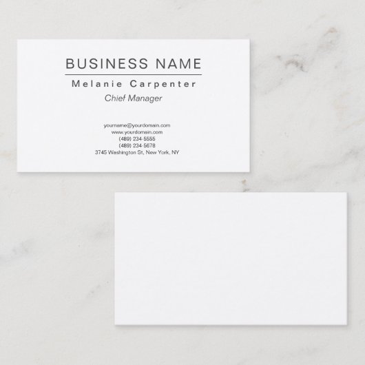 Premium - Zijderwitlaag - minimalistisch modern Visitekaartje (Voorkant / Achterkant)