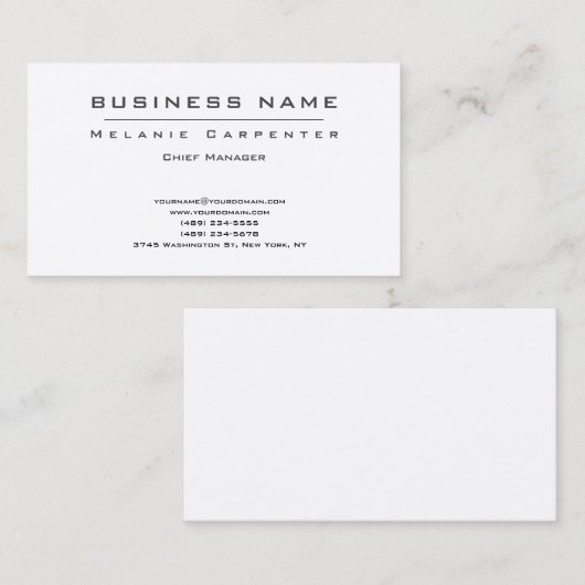 Premium - Zijderwitlaag - minimalistisch modern Visitekaartje (Voorkant / Achterkant)