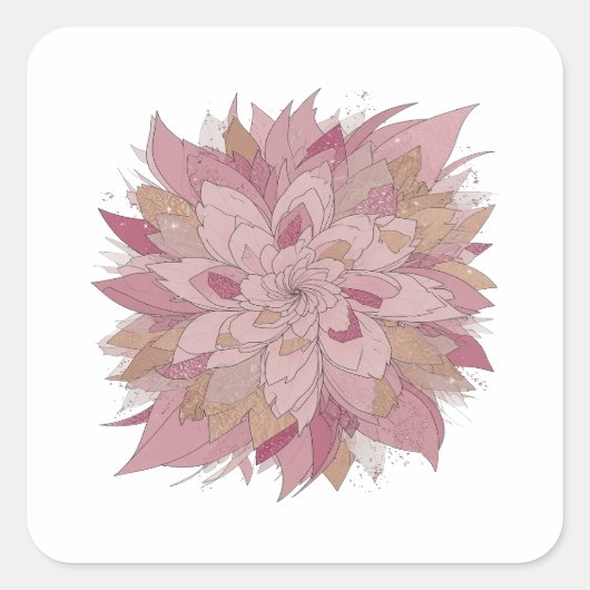 Premium Zilveren FLORALE Decal Design Vierkante Sticker (Voorkant)