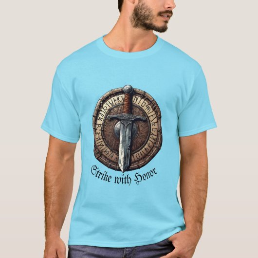 Premium zwaard bedrukte mannen t-shirt (Voorkant)