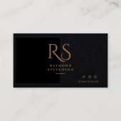 Premium zwart chique goud professionele monogram visitekaartje (Voorkant)