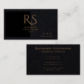 Premium zwart chique goud professionele monogram visitekaartje (Voorkant / Achterkant)