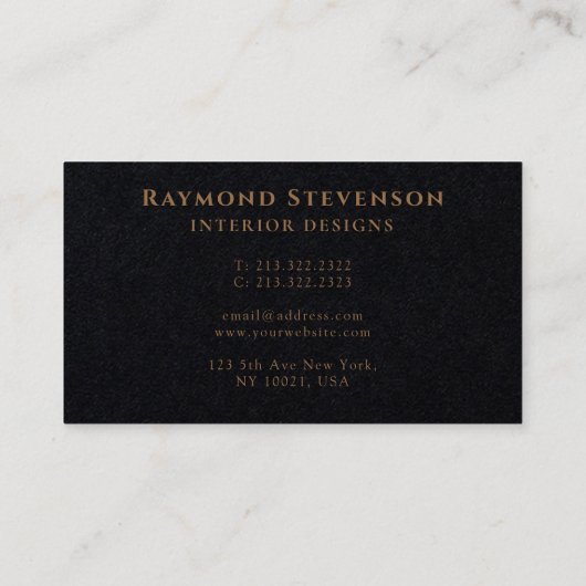 Premium zwart chique goud professionele monogram visitekaartje (Achterkant)