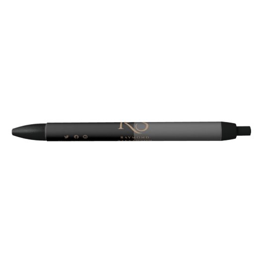 Premium zwart chique goud professionele monogram zwarte inkt pen (Voorkant)