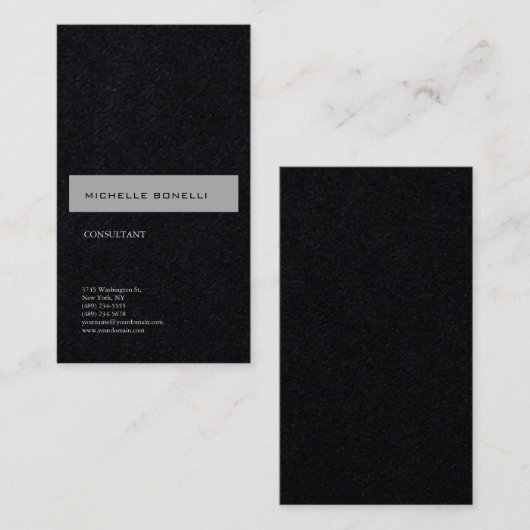 Premium Zwart Eenvoudig Gewoon Modern Minimalist Visitekaartje (Voorkant / Achterkant)