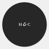 Premium - zwart eenvoudig platte moderne huwelijk ronde sticker (Voorkant)
