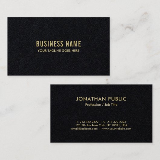 Premium - zwart elegant eenvoudig design, modern, visitekaartje (Voorkant / Achterkant)