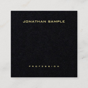 Premium Zwart Elegant Eenvoudig Ontwerp Gouden Naa Vierkante Visitekaartje