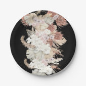 Premium - zwart Elegant Pampas Grass Tropisch Oerw Papieren Bordje (Voorkant)