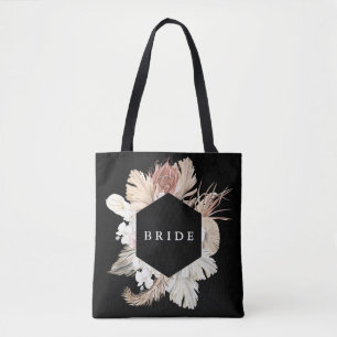 Premium - zwart Elegant Pampas Grass Tropisch Oerw Tote Bag