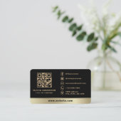 Premium Zwart en Goud Branding QR Code Visitekaartje (Staand voorkant)