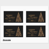 Premium Zwart en Goud Kerstboom Kerstmis Rechthoekige Sticker (Vel)