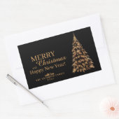 Premium Zwart en Goud Kerstboom Kerstmis Rechthoekige Sticker (Envelop)