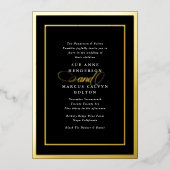 Premium Zwart Formal Gold Ampersand Lijst Bruiloft Folie Uitnodiging (Voorkant)