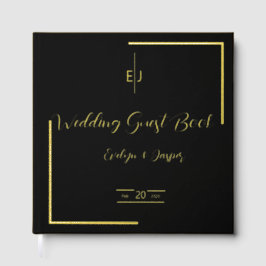 Premium Zwart Goud Moderne Typografie Gastenboek