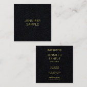 Premium Zwart Goud Professioneel Mode Vierkante Visitekaartje (Voorkant / Achterkant)