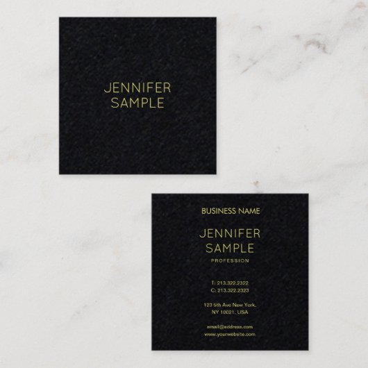 Premium Zwart Goud Professioneel Mode Vierkante Visitekaartje (Voorkant / Achterkant)