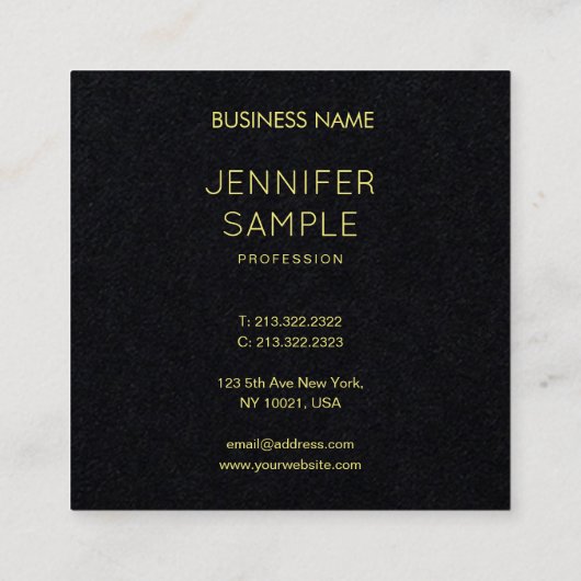 Premium Zwart Goud Professioneel Mode Vierkante Visitekaartje (Achterkant)