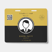 Premium Zwart Gouden Kantoor Personeel ID Badge On