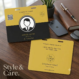 Premium Zwart Gouden Kantoor Personeel ID Badge On