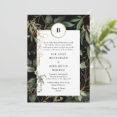 Premium - zwart goudmonogram botanische eucalyptus kaart (Staand voorkant)