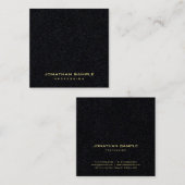 Premium Zwart Modern Goud Tekst Elegant Eenvoudig  Vierkante Visitekaartje (Voorkant / Achterkant)