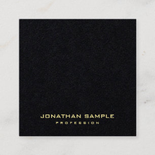 Premium Zwart Modern Goud Tekst Elegant Eenvoudig  Vierkante Visitekaartje
