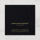 Premium Zwart Modern Goud Tekst Elegant Eenvoudig  Vierkante Visitekaartje (Achterkant)