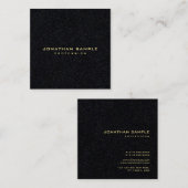 Premium Zwart Modern Minimalistisch Elegant Goud T Vierkante Visitekaartje (Voorkant / Achterkant)