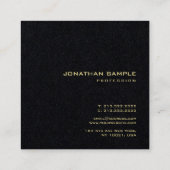 Premium Zwart Modern Minimalistisch Elegant Goud T Vierkante Visitekaartje (Achterkant)