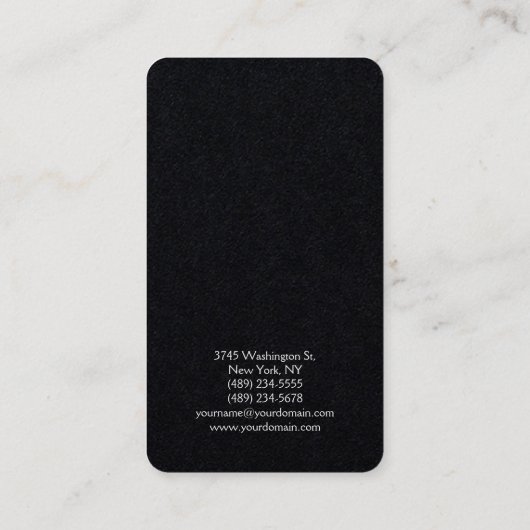 Premium - zwart - modern minimalistisch legant visitekaartje (Achterkant)