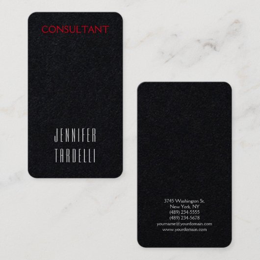 Premium - zwart - modern minimalistisch legant visitekaartje (Voorkant / Achterkant)