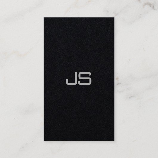Premium zwart modern monogram verticaal uitstekend visitekaartje (Voorkant)