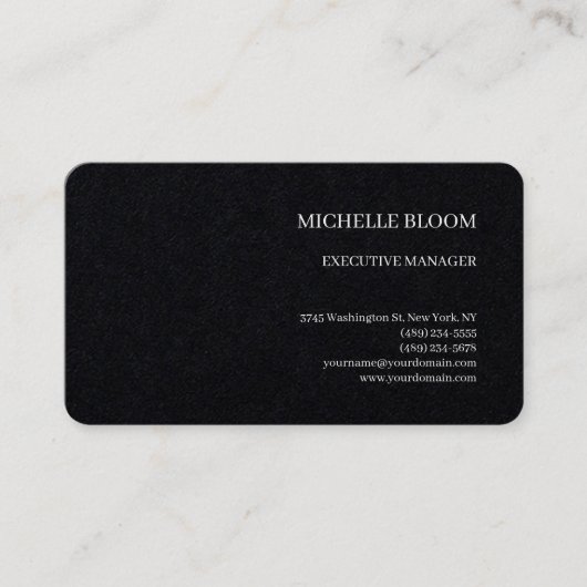 Premium Zwart Modern Plain Eenvoudige Minimalist Visitekaartje (Voorkant)