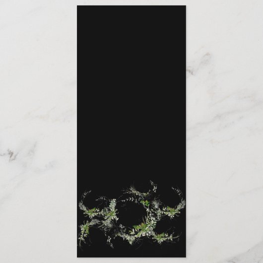 Premium zwart monogram | Eucalyptus krans bruiloft Menu (Achterkant)