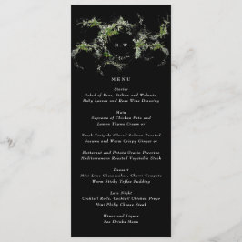 Premium zwart monogram | Eucalyptus krans bruiloft Menu