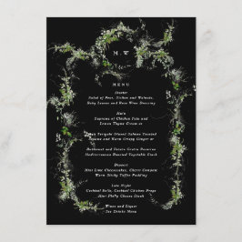 Premium zwart monogram Eucalyptus krans bruiloft Menu
