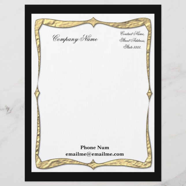 Premium Zwart Omrande Gouden Rand Briefpapier Briefhoofd (Voorkant)