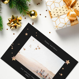 Premium - zwart, onyx kerstfoto, fijn feestdagenkaart