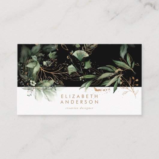 Premium zwart onyx modern eucalyptus Corporate Visitekaartje (Voorkant)