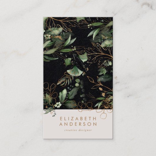 Premium zwart onyx modern eucalyptus Corporate Visitekaartje (Voorkant)