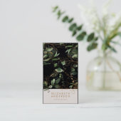 Premium zwart onyx modern eucalyptus Corporate Visitekaartje (Staand voorkant)