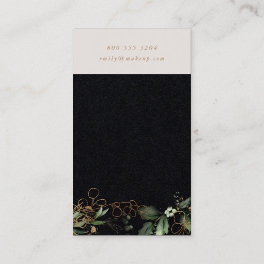 Premium zwart onyx modern eucalyptus Corporate Visitekaartje (Achterkant)