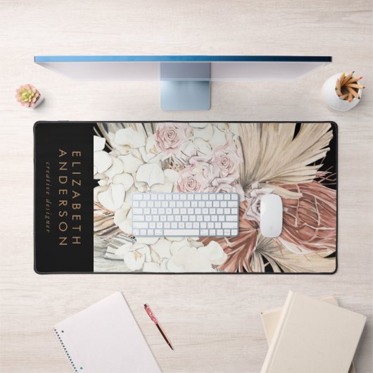 Premium Zwart Pampas Grass Bloemen Tropische Kanto Bureaumat (Kantoor 1)