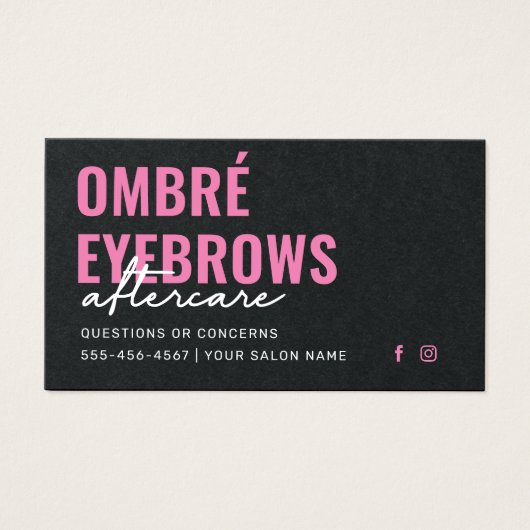Premium zwart-roze ombre powder - Aftercare Visitekaartje (Voorkant)