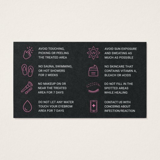 Premium zwart-roze ombre powder - Aftercare Visitekaartje (Achterkant)