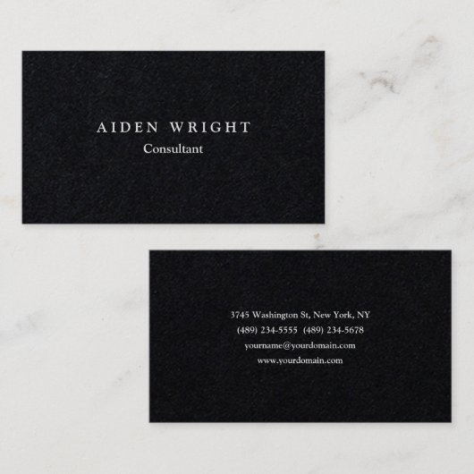 Premium zwart, stijlvol, modern, minimaal design visitekaartje (Voorkant / Achterkant)