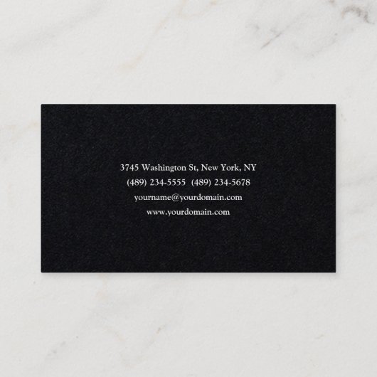 Premium zwart, stijlvol, modern, minimaal design visitekaartje (Achterkant)